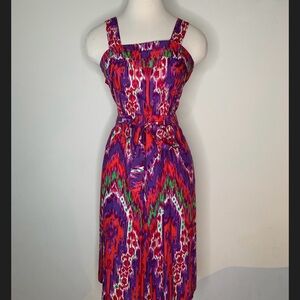 Vintage Vibrant Multicolor Patterned Dress